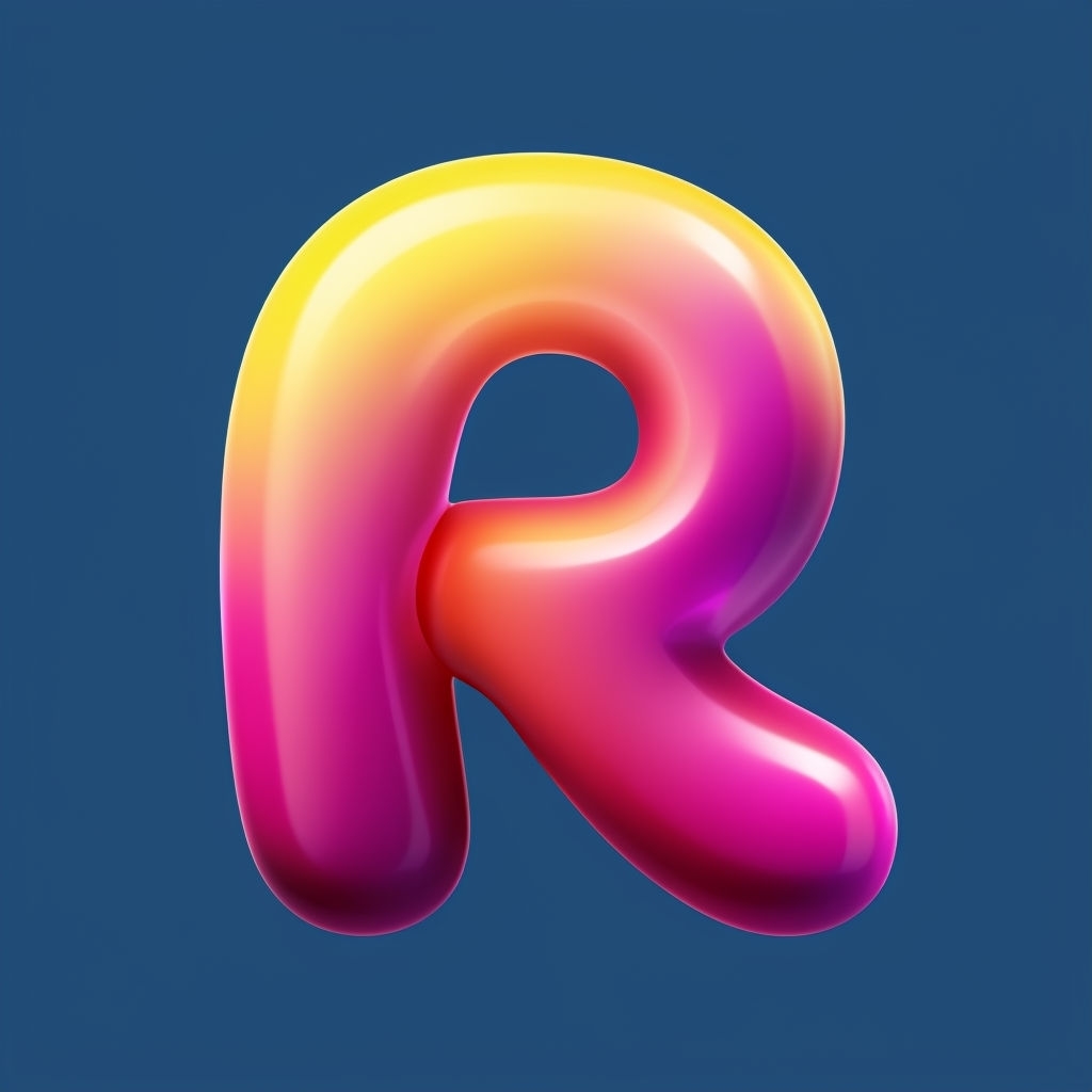 Vibrant 3D Letter R Monogram with Gradient and Glossy Finish Monogram