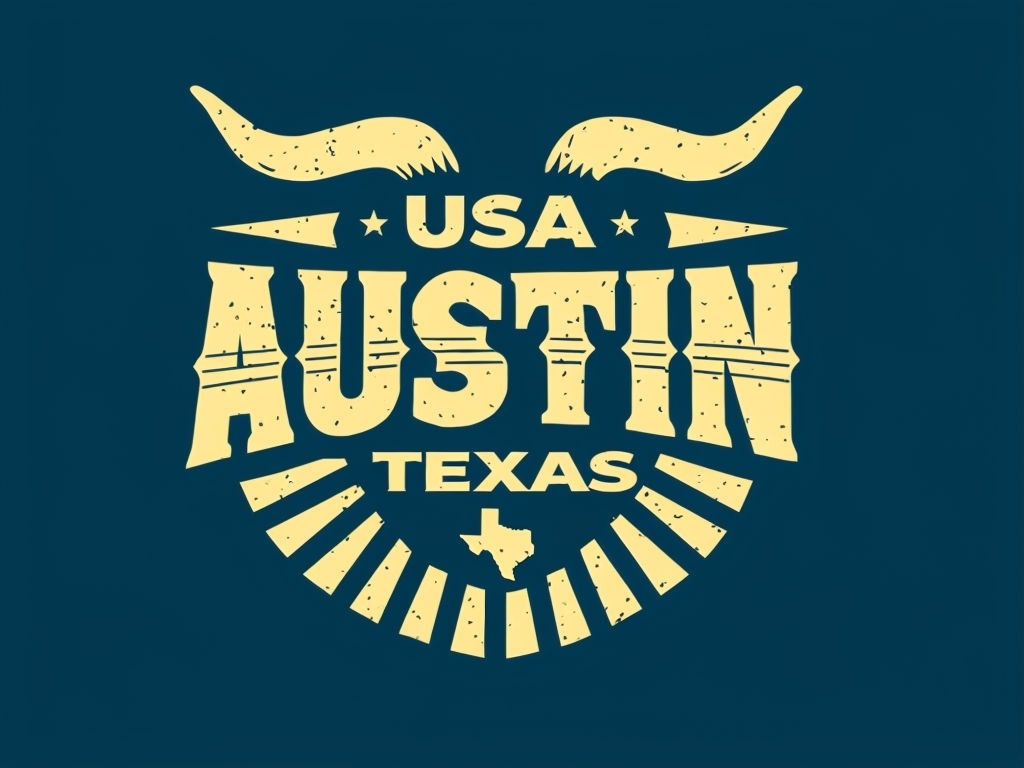 Vintage Austin Texas Distressed Graphic Design Logo - Playground