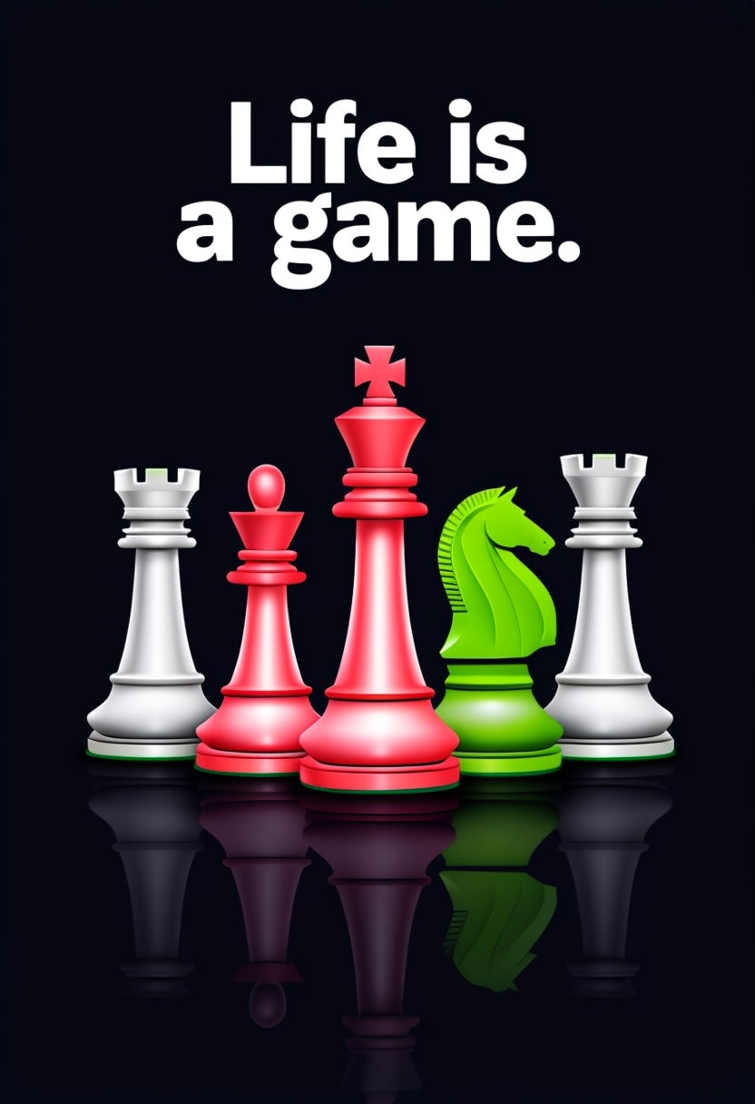 Inspirational Chess Pieces Arrangement with Motivational Quote Poster