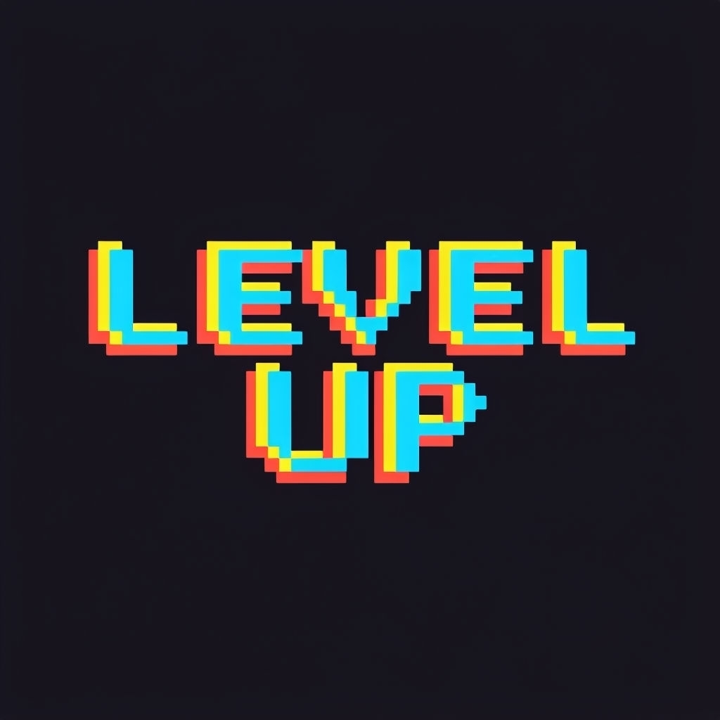 Pixel Art LEVEL UP Motivational T-Shirt Design