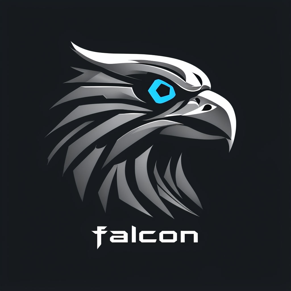 Stylized Falcon Head Logo with Neon Blue Accent 