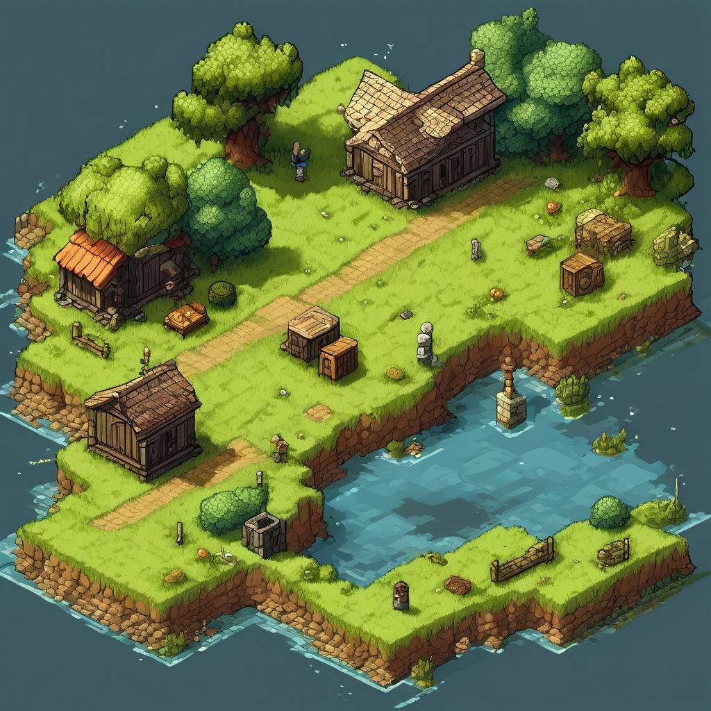 Pixel art isometric scene of grassland by Manuel Fernandez - Playground