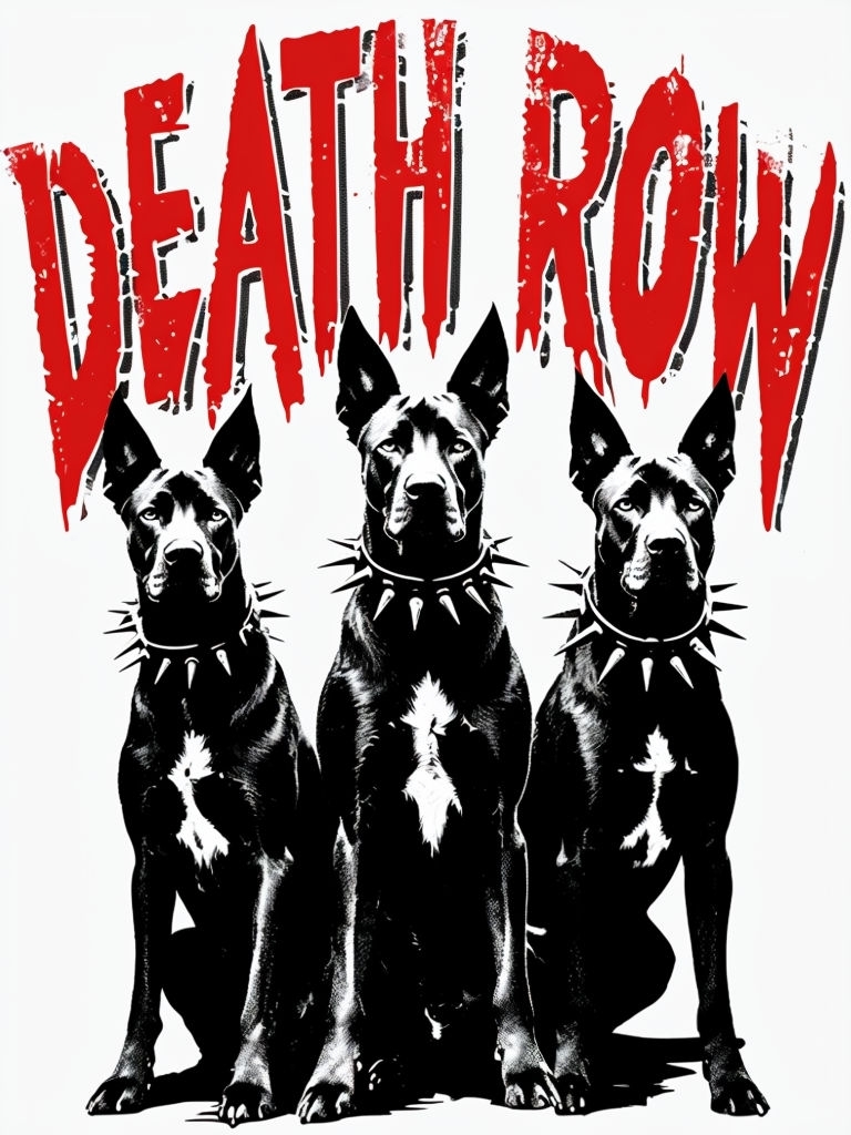 Intense Death Row Graphic with Bold Black Dogs T-shirt