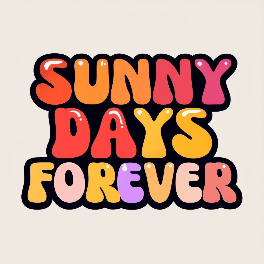 Sunny Days Forever Colorful Cartoon Text Sticker