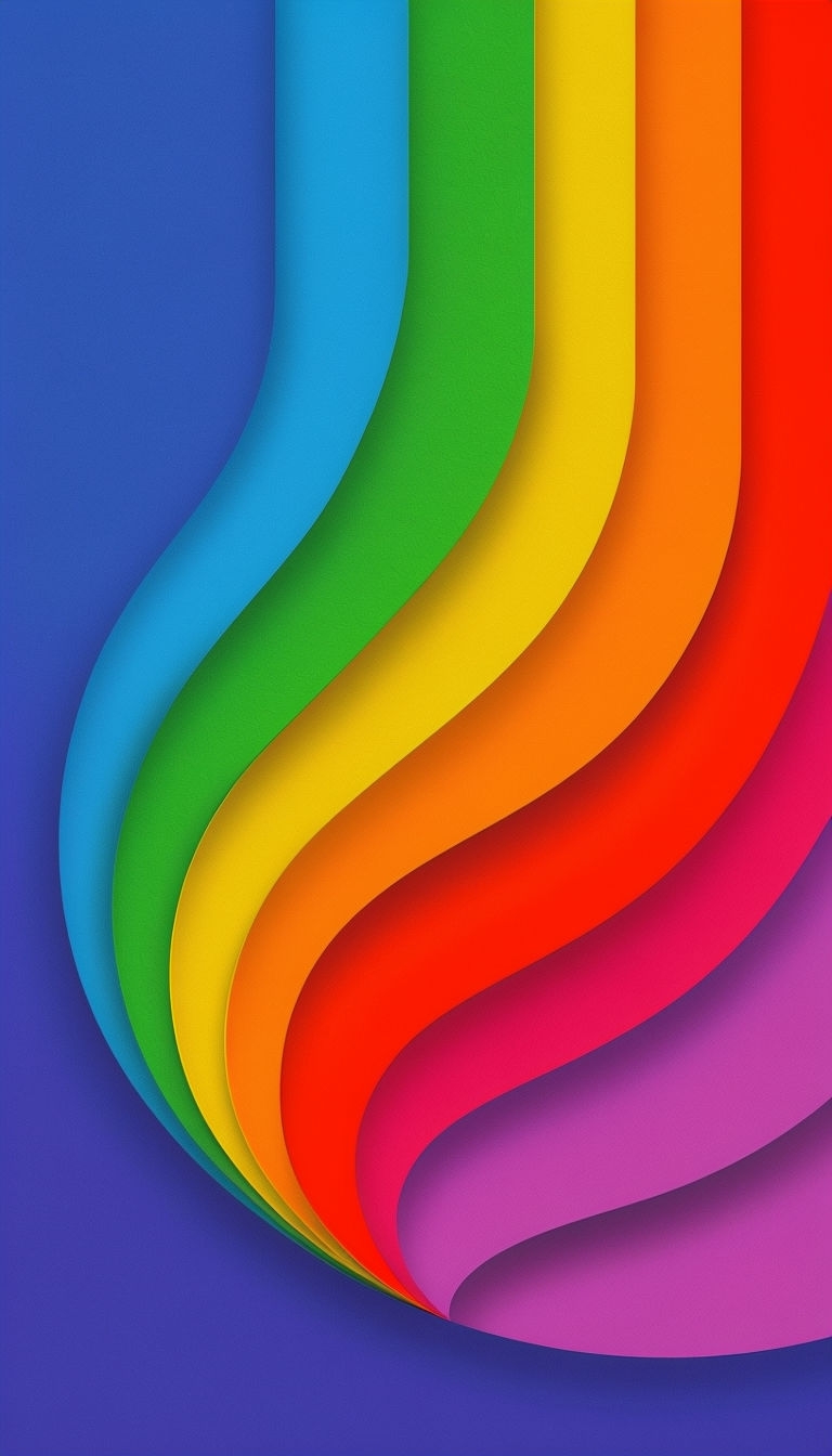 Vibrant Minimalist Rainbow Curved Shapes Digital Artwork Mobile Wallpaper