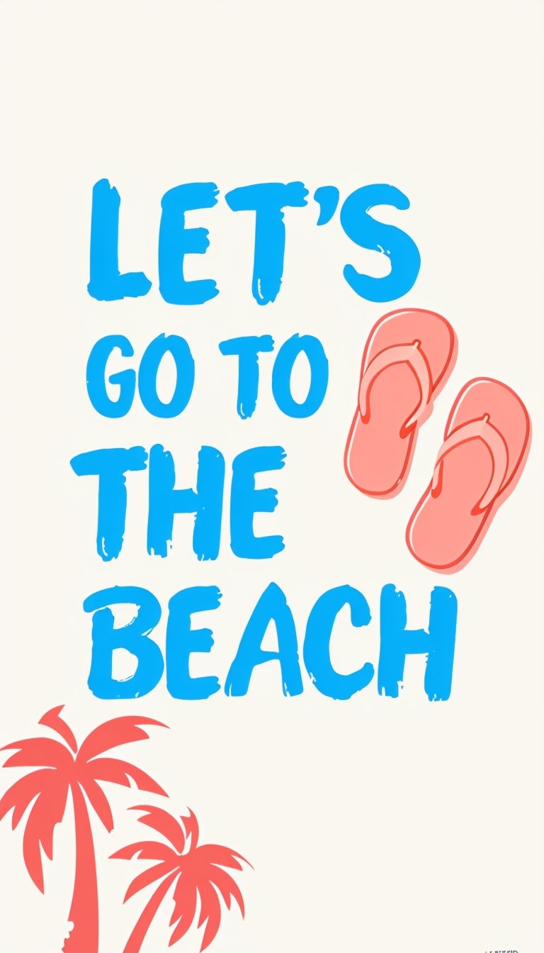 Let's Go to the Beach Fun Minimalist Graphic Design Poster
