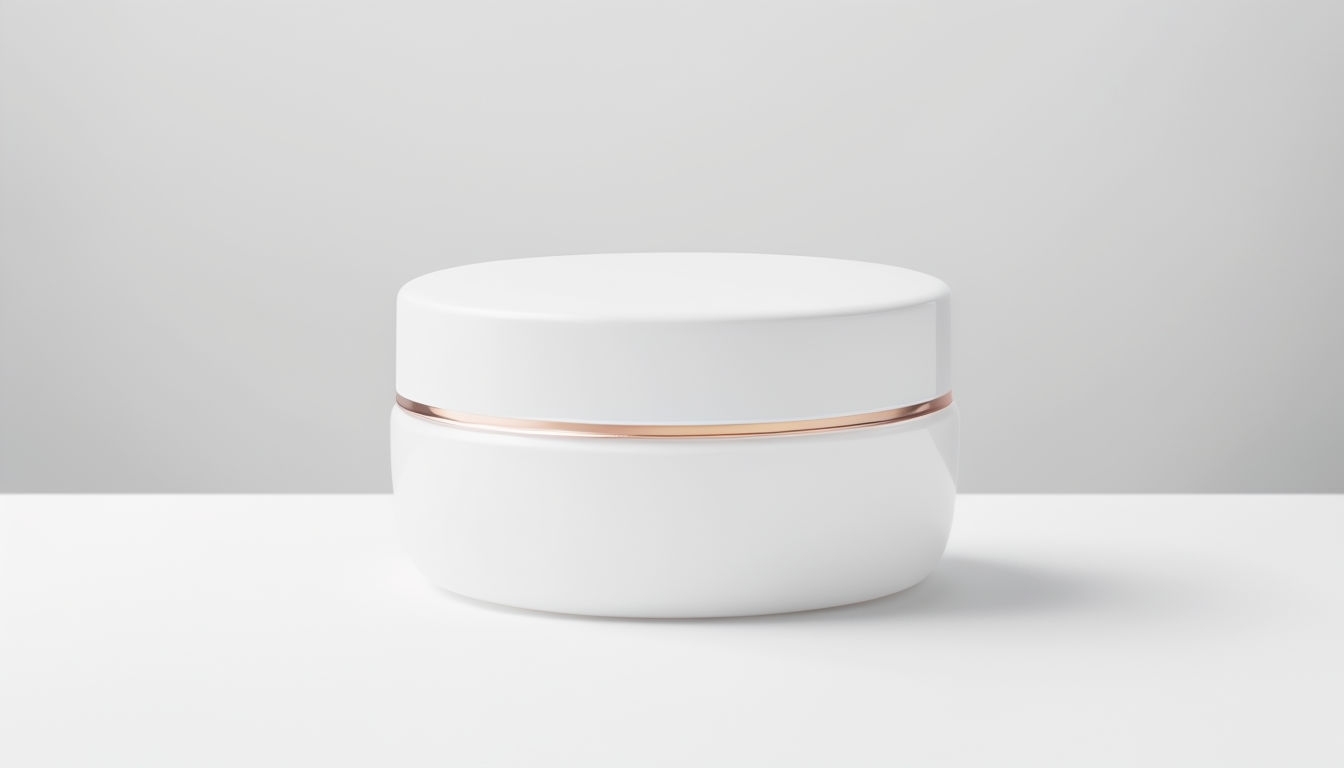 Elegant White Cosmetic Jar with Rose Gold Accent Mockup