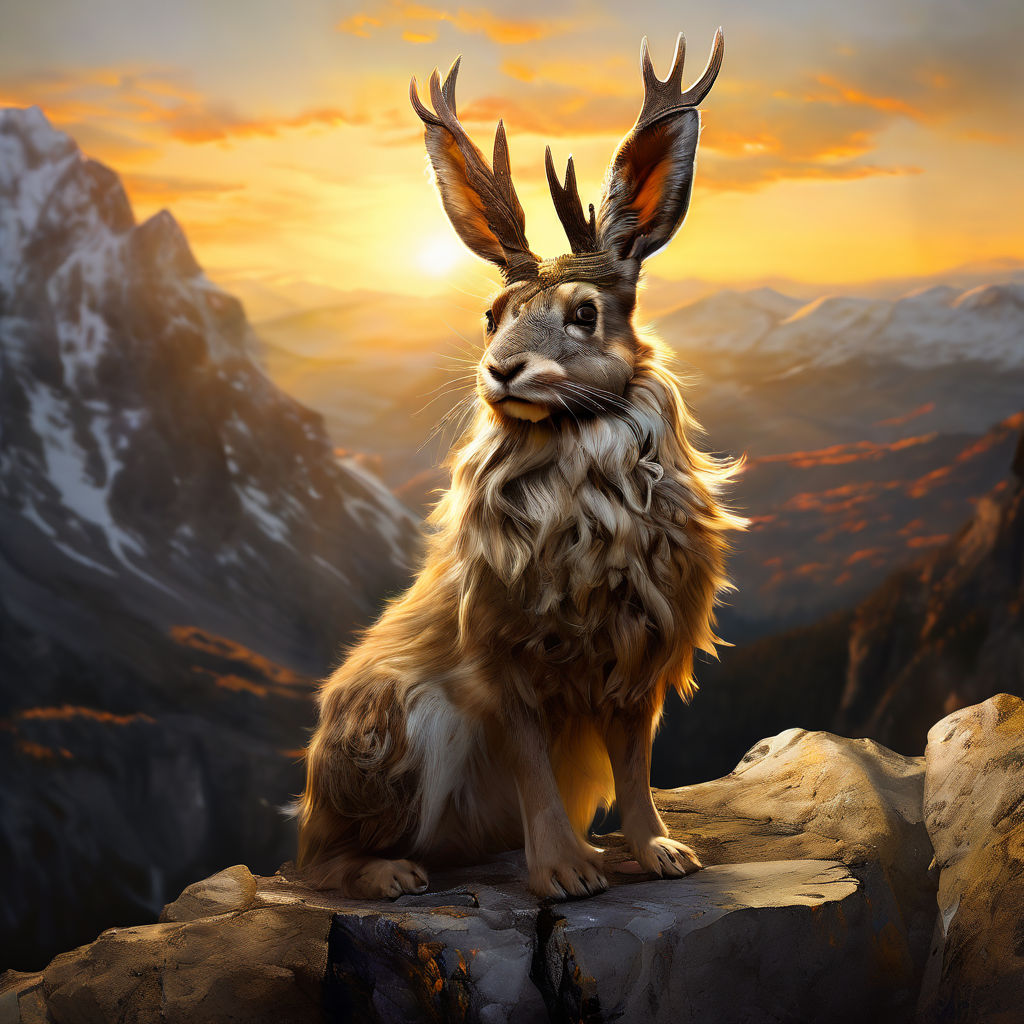 A jackalope bunny. trending on artstation. Medieval scientific illustration  of a pokemon neopet dr seuss fantasy creature. beautiful colors and  lighting