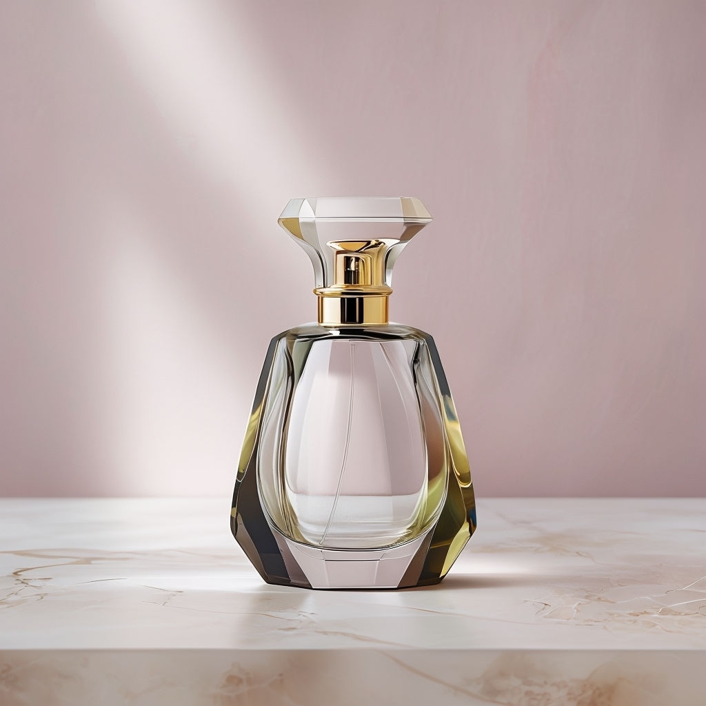 Elegant Glass Perfume Bottle with Gold Accent Mockup