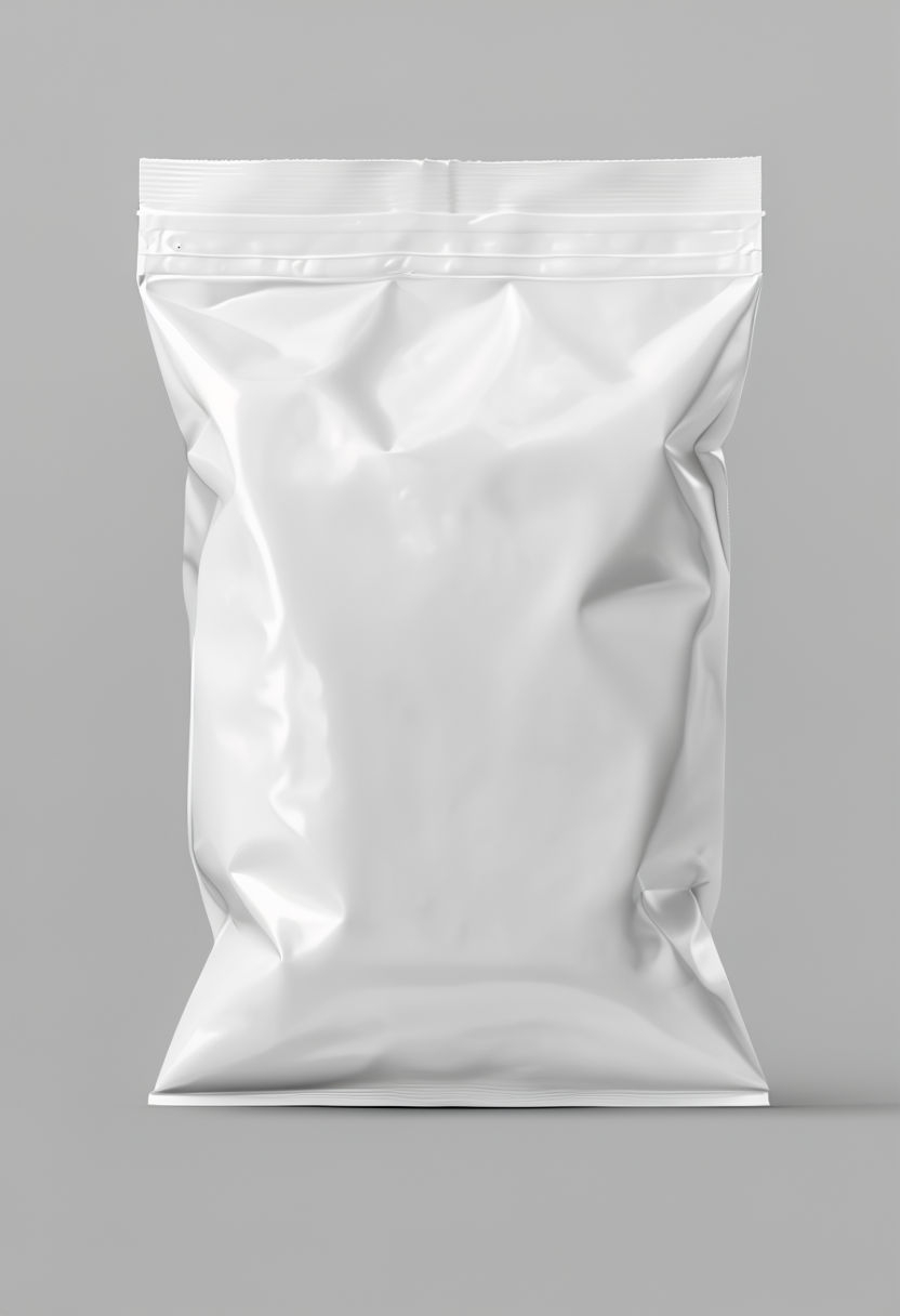 Glossy White Plastic Bag on Light Gray Background Mockup