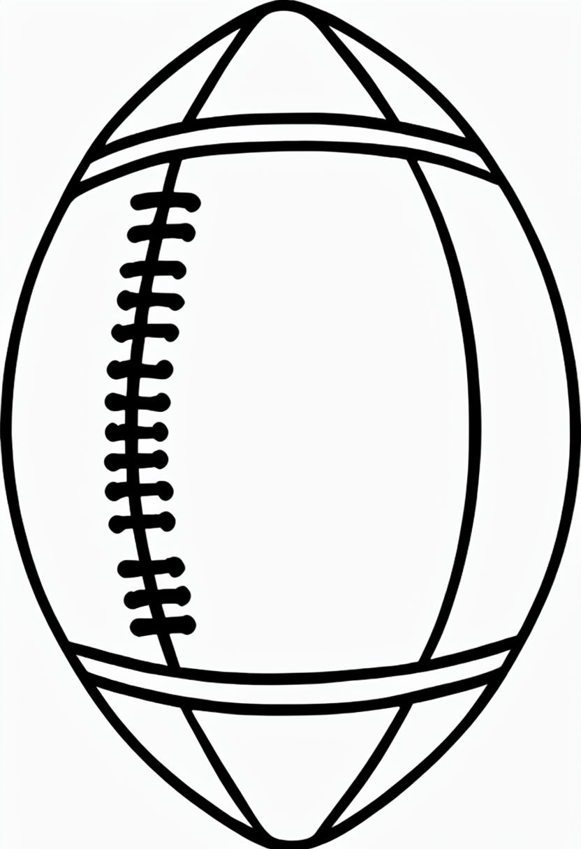 Minimalist Black Line Drawing of American Football Coloring Page