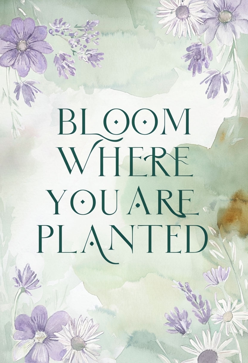 Bloom Where You Are Planted Elegant Quote Poster