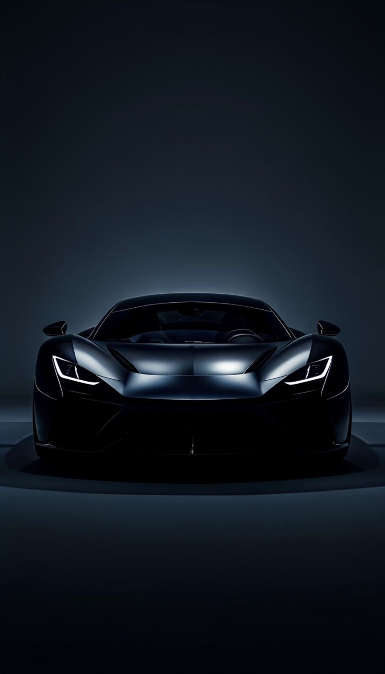 Sleek Black Car Minimalist Photography with Dramatic Lighting Mobile Wallpaper