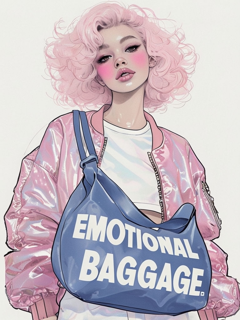 Vintage-Inspired Stylish Young Woman with Pastel Hair Poster