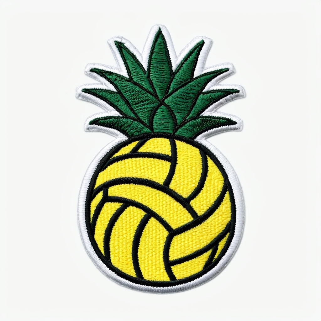 Whimsical Pineapple Volleyball Embroidered Patch for Hats