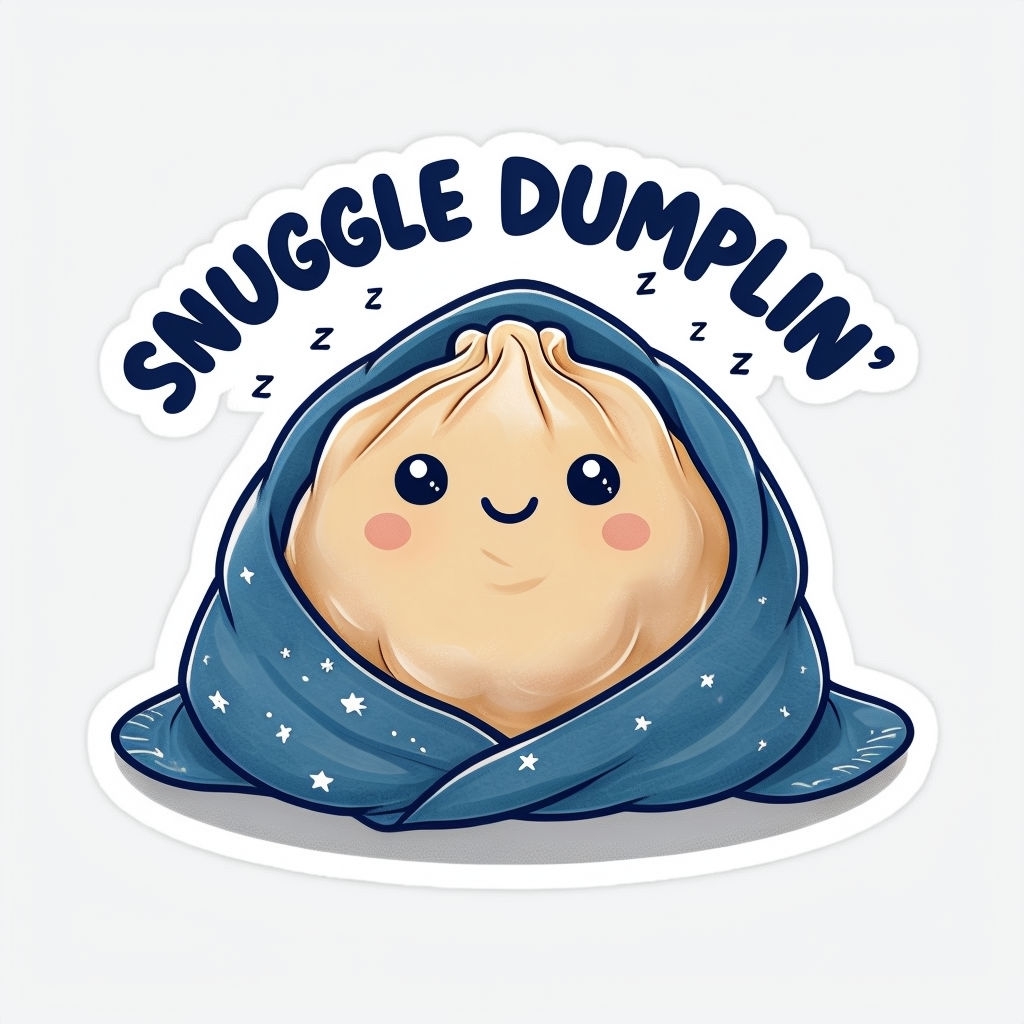 Cozy Cartoon 'Snuggle Dumplin' Character Sticker