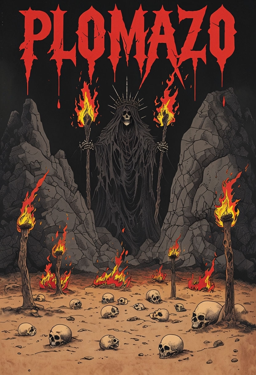 Gothic Hellish Landscape with Sinister Shadowy Figure Poster
