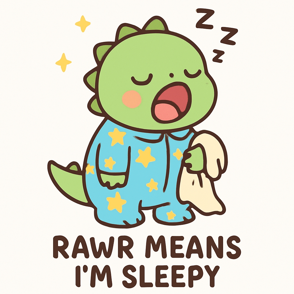 Yawning Dinosaur in Pajamas
