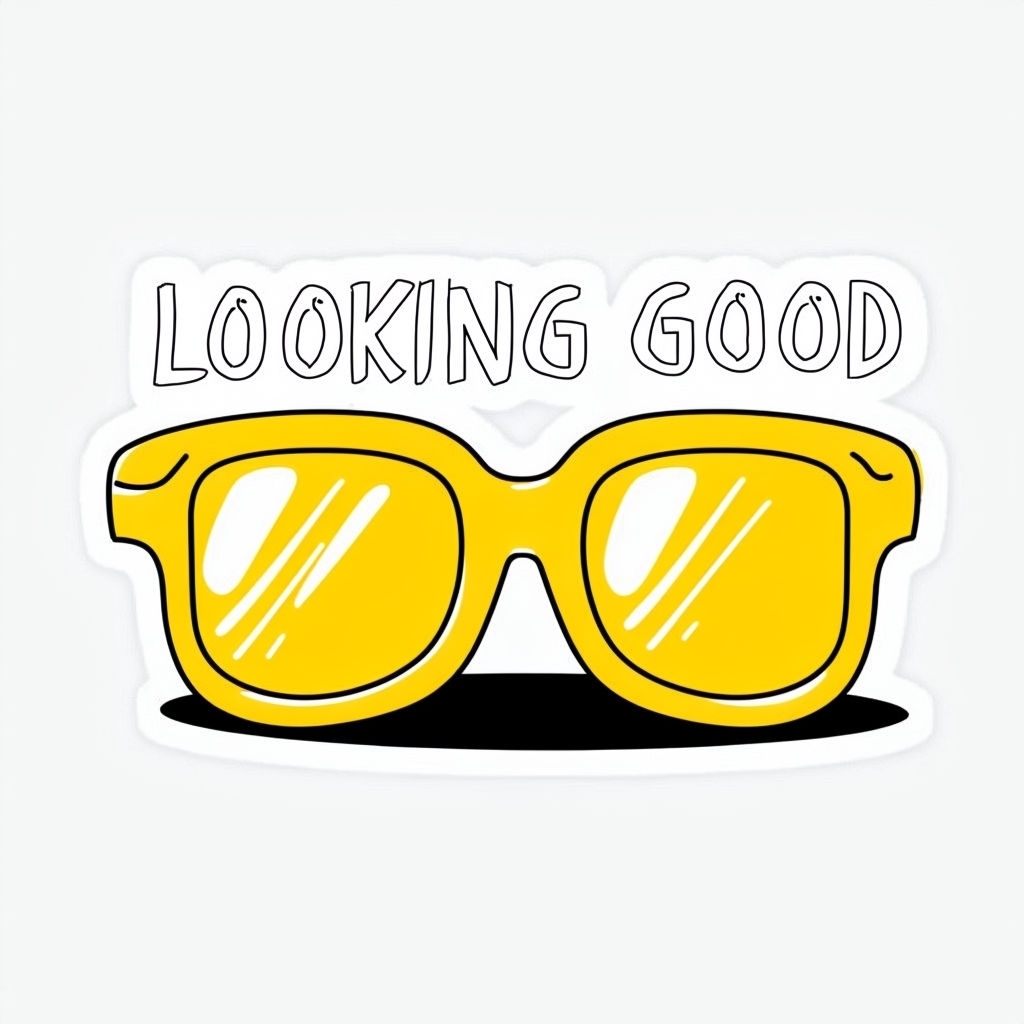 Playful Oversized Sunglasses Looking Good Sticker