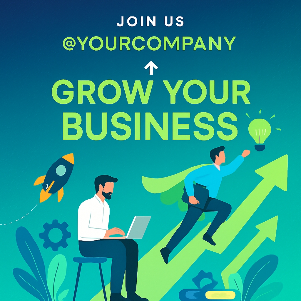 Dynamic Business Growth Promotion with Cartoon Characters Ads