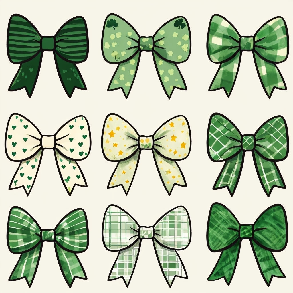 Whimsical Green Bows Pattern for Saint Patrick's Day Seamless Pattern