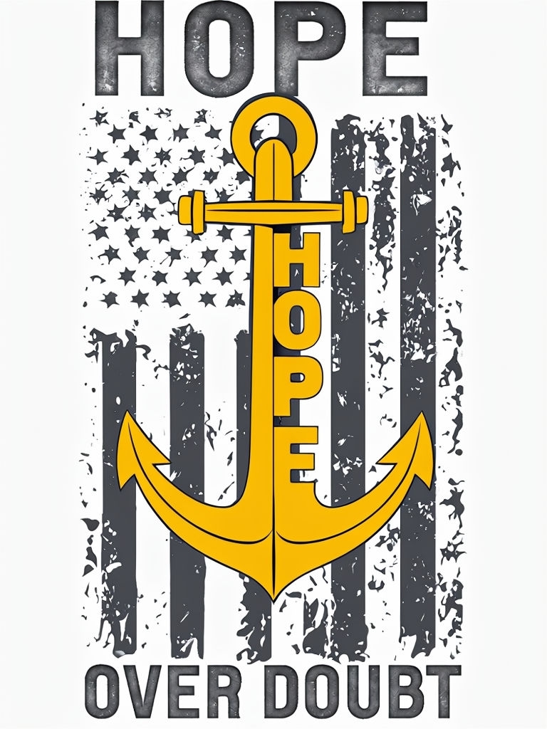 Patriotic HOPE Anchor Design with Vintage American Flag T-Shirt