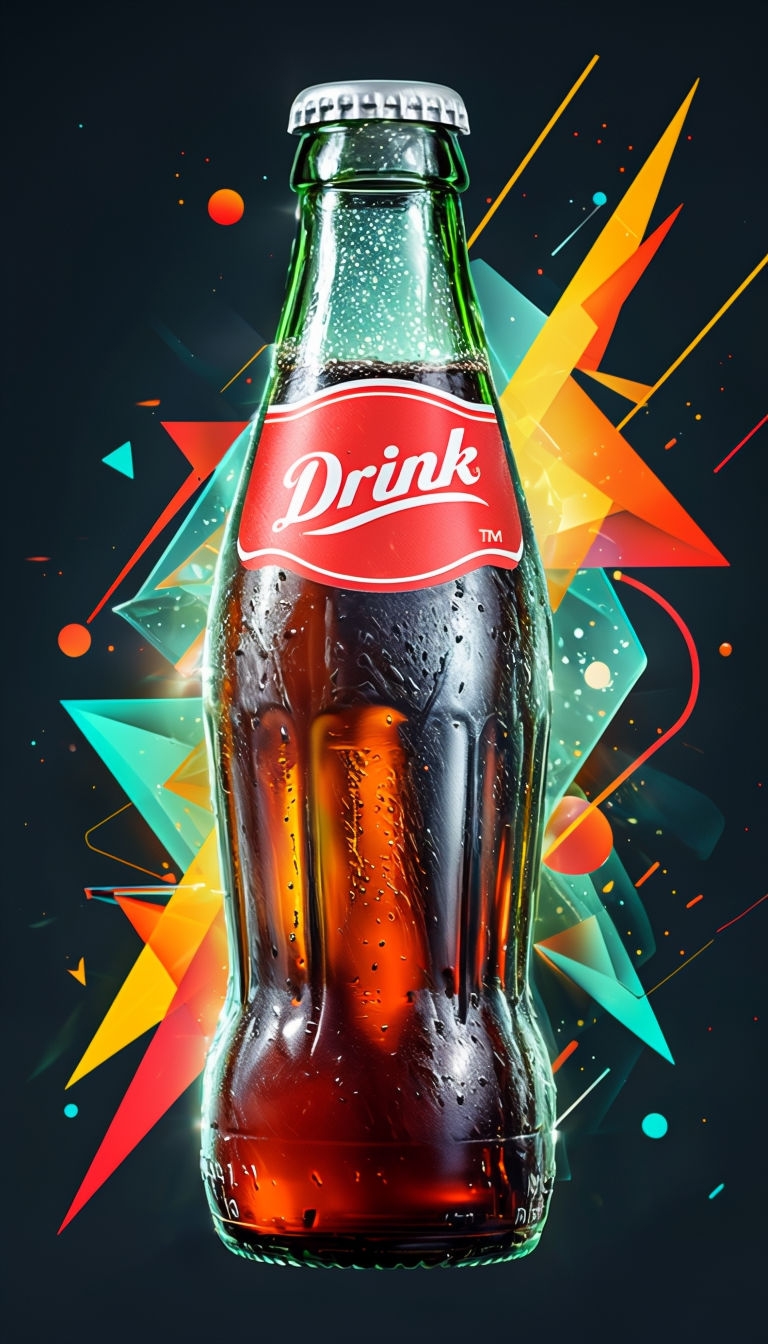 Classic Carbonated Drink Bottle with Abstract Background Poster