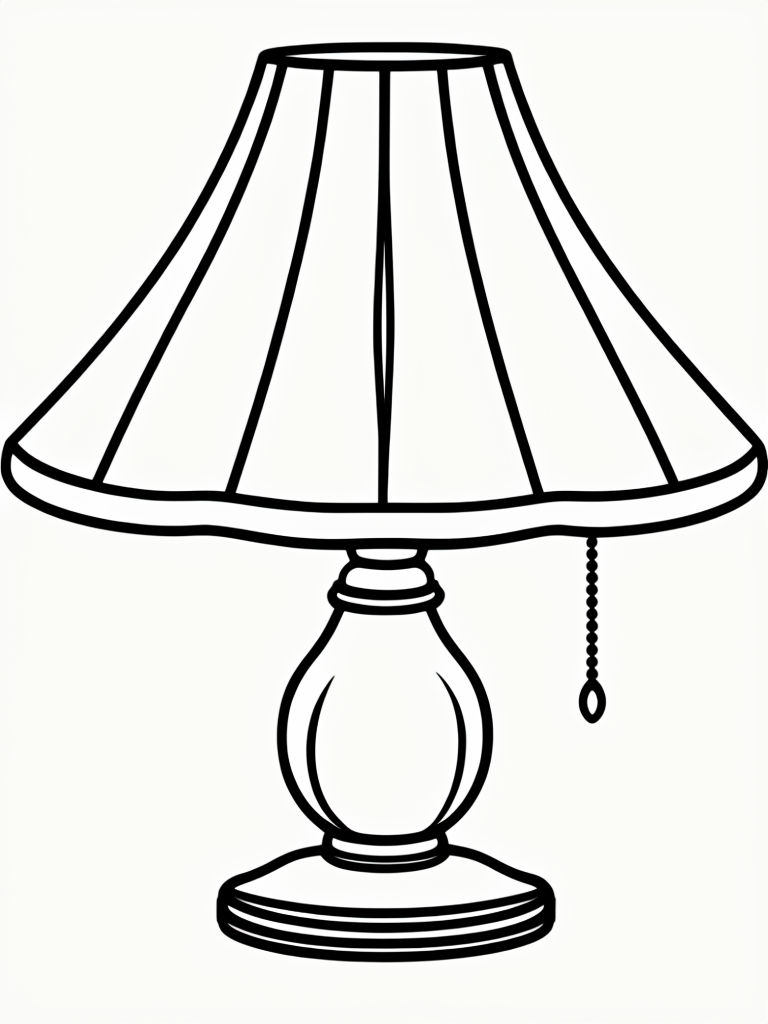Minimalist Black Line Drawing of a Table Lamp Coloring Book Page