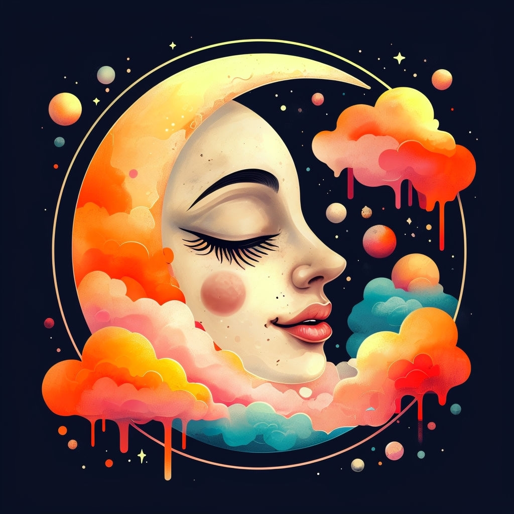 Dreamy Surreal Crescent Moon Face T-Shirt
