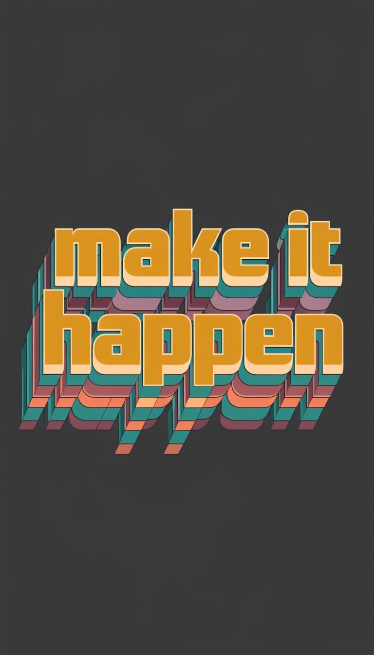 Bold Retro 3D Make It Happen Typography Phone Case Cover