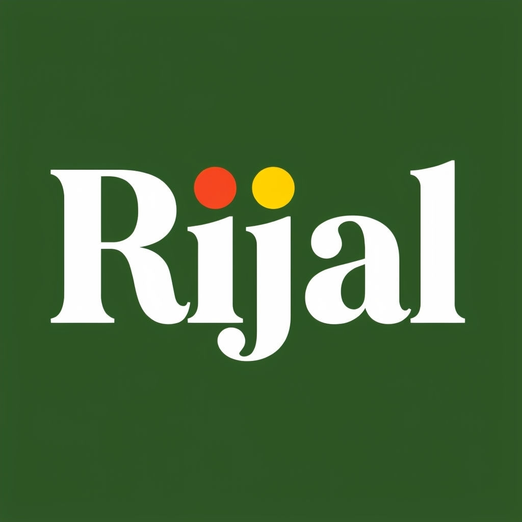 Elegant Rijal Logo with Colorful Circle Accents Design