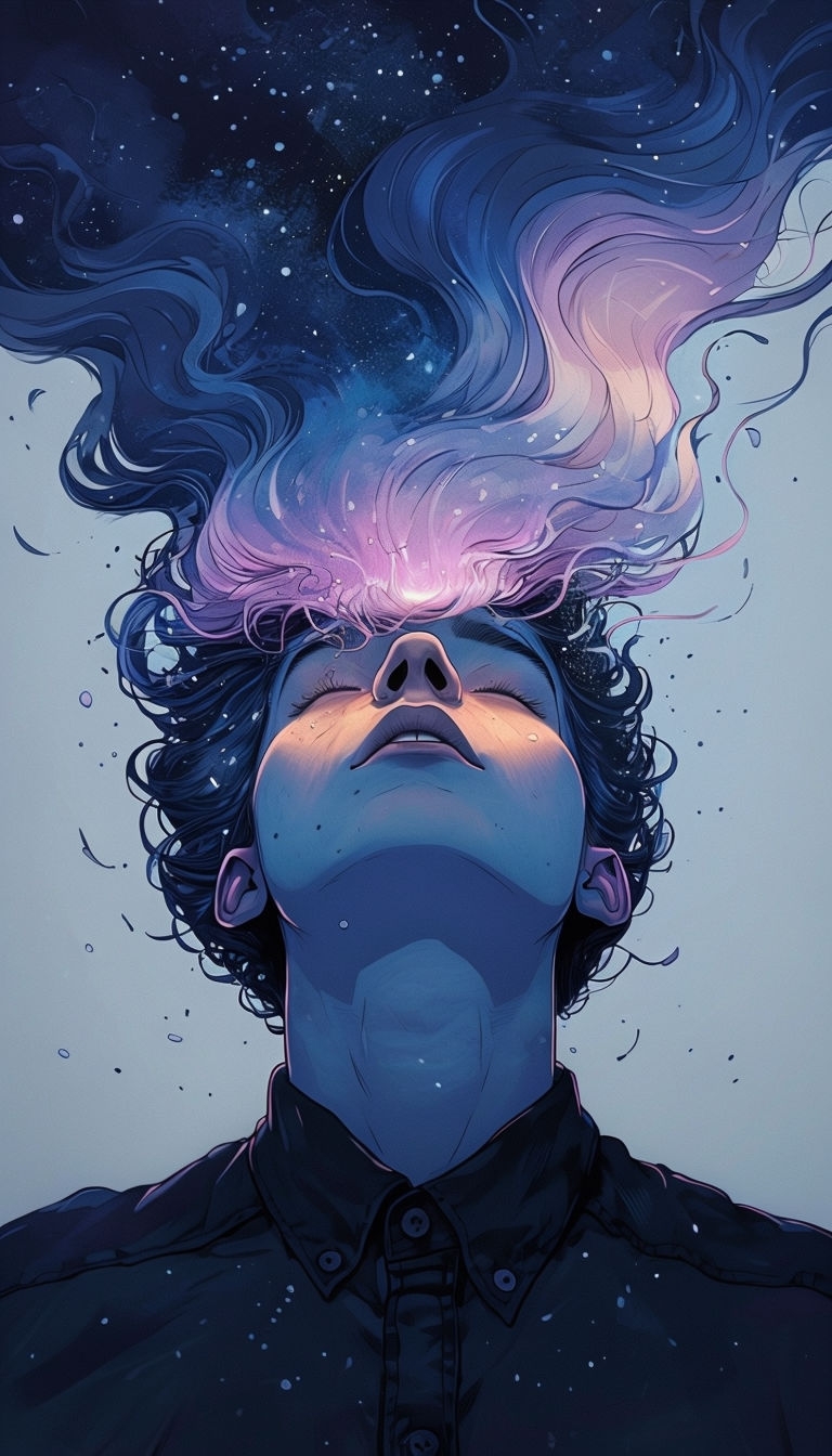 Ethereal Cosmic Portrait with Gradient Hair Phone Case Cover
