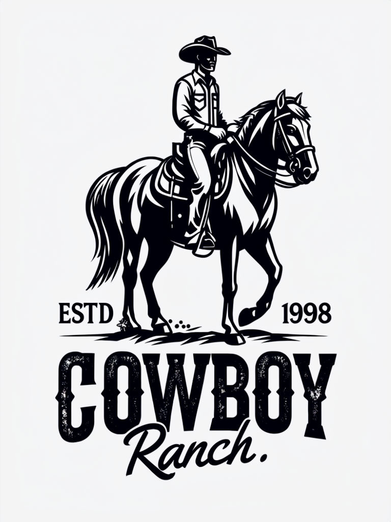 Vintage Cowboy Ranch Logo Design with Retro Aesthetic Poster