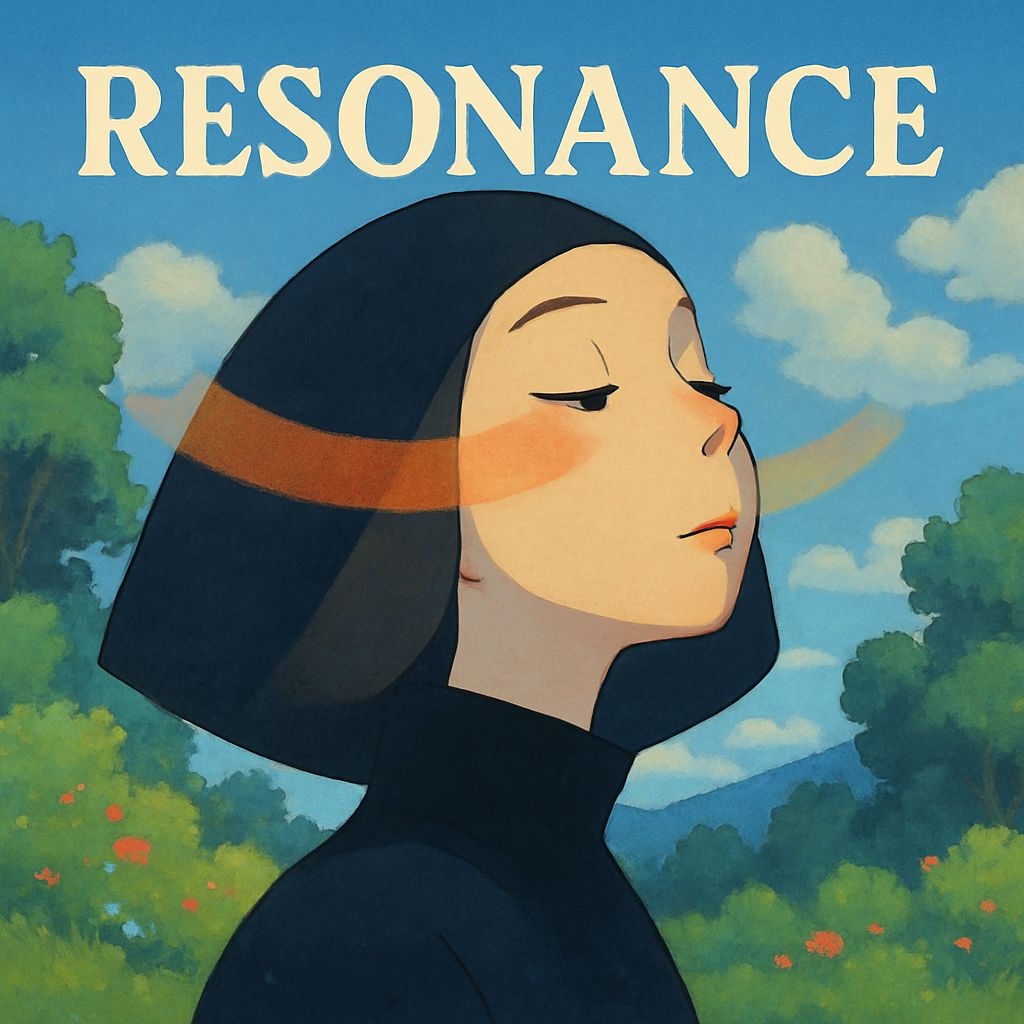Serene Young Woman in Profile with Resonance Album Cover