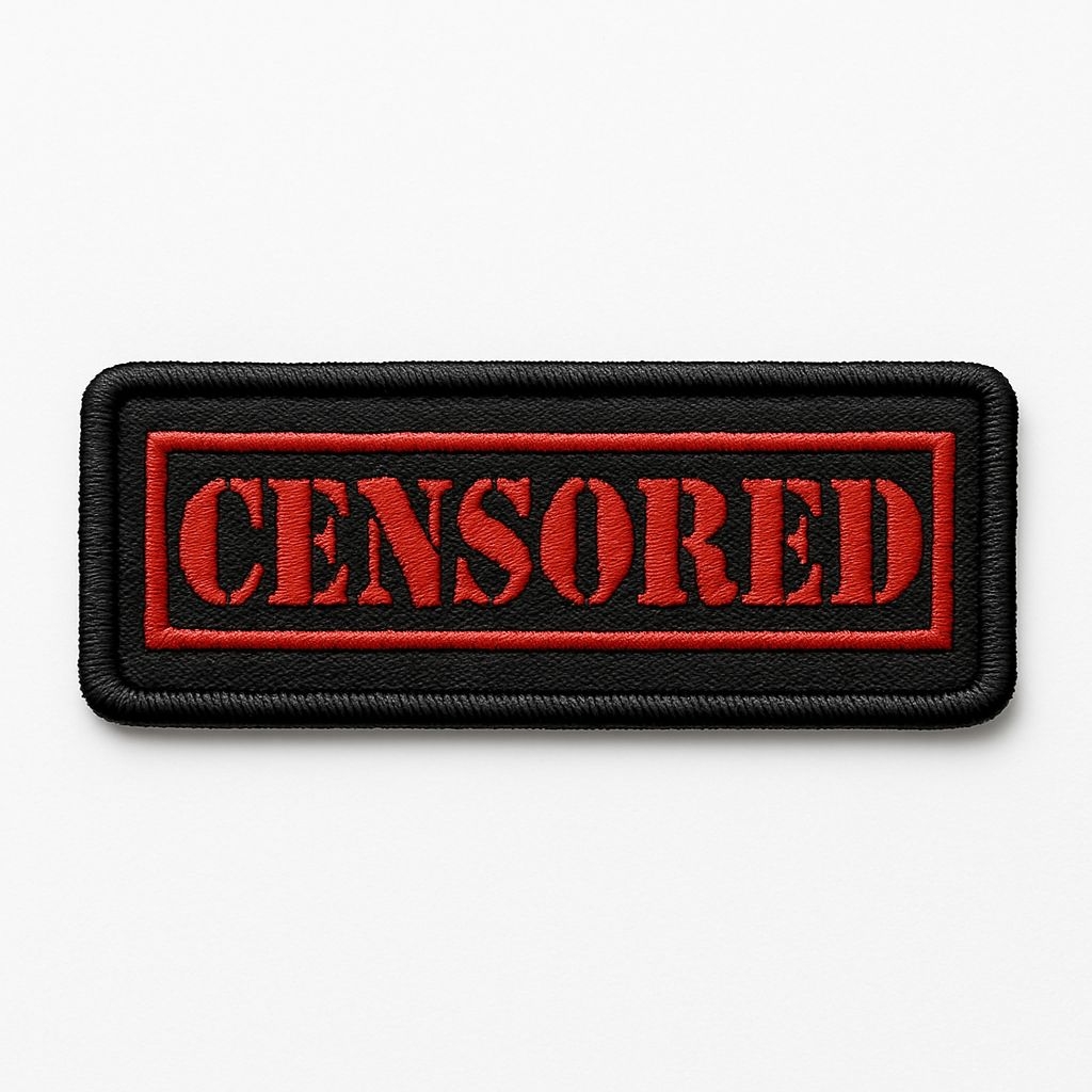 Censored Red Text Embroidered Patch for Hats