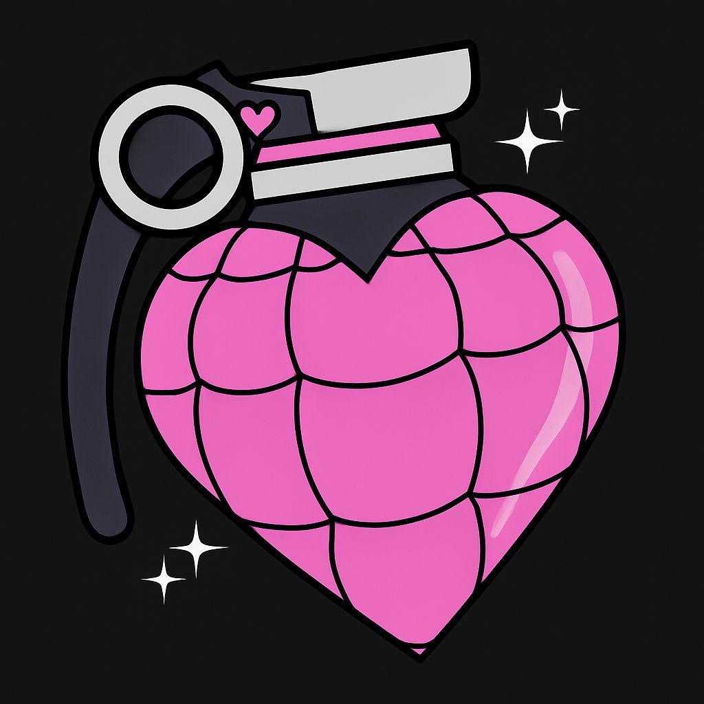 Playful Heart-Shaped Grenade Cartoon Illustration Sticker