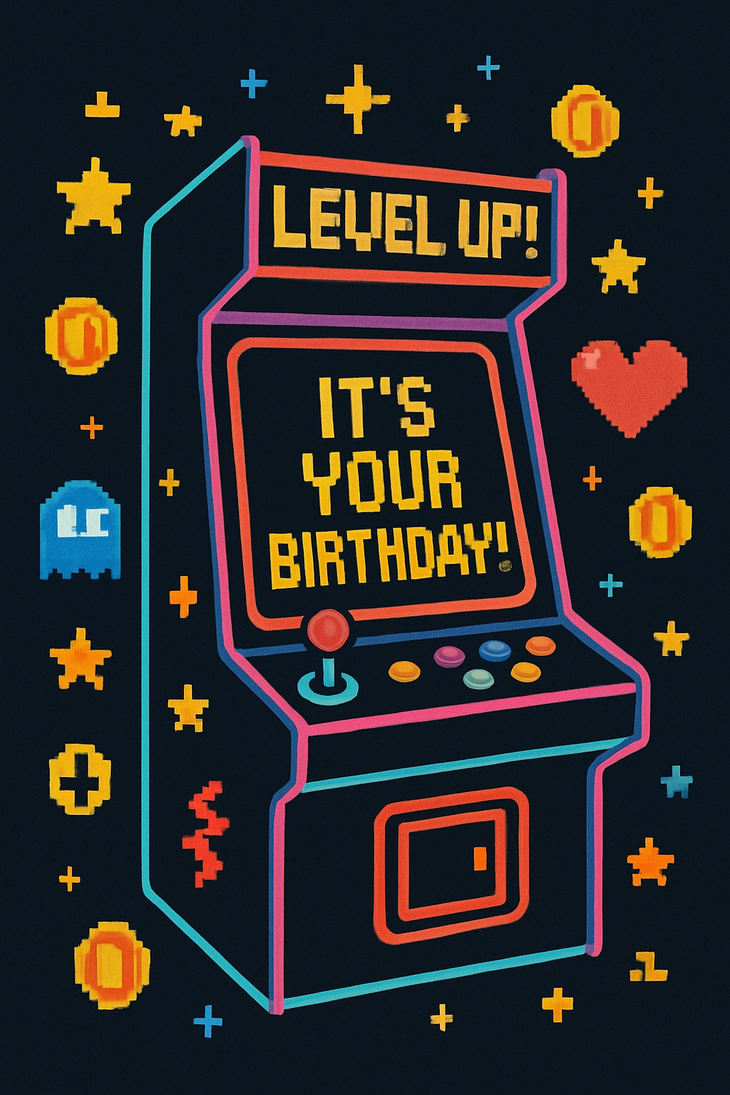 Retro Arcade Birthday Celebration Invitation Design Cards & Invites