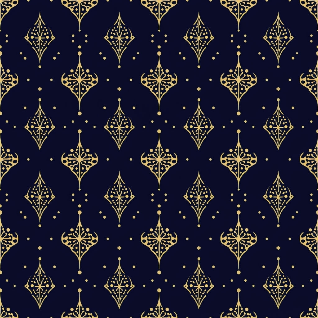 Elegant Geometric Teardrop Pattern on Navy Blue Background Seamless Pattern