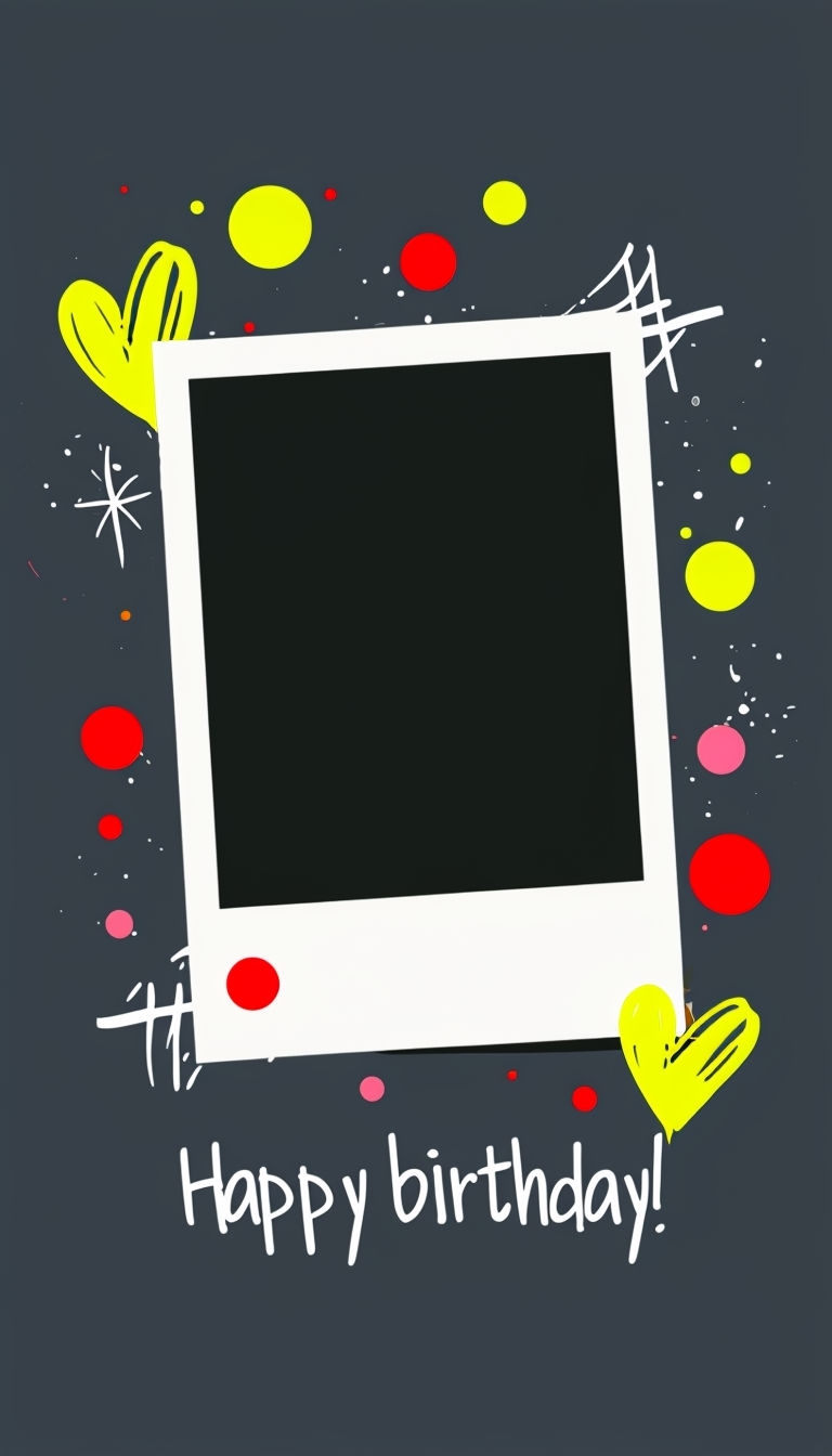 Festive Polaroid Photo Frame Design for Happy Birthday Celebration Social Media Post
