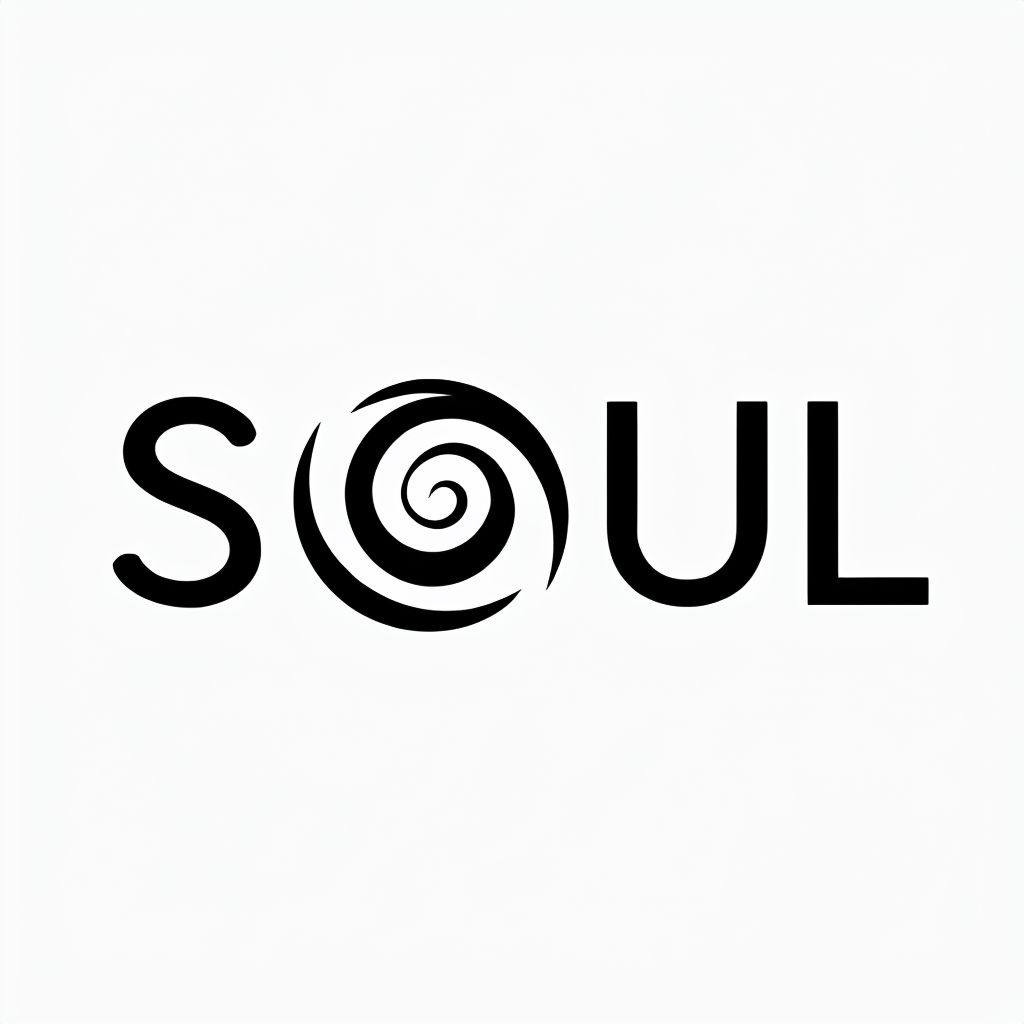 Minimalist Black SOUL Logo with Integrated Spiral Icon