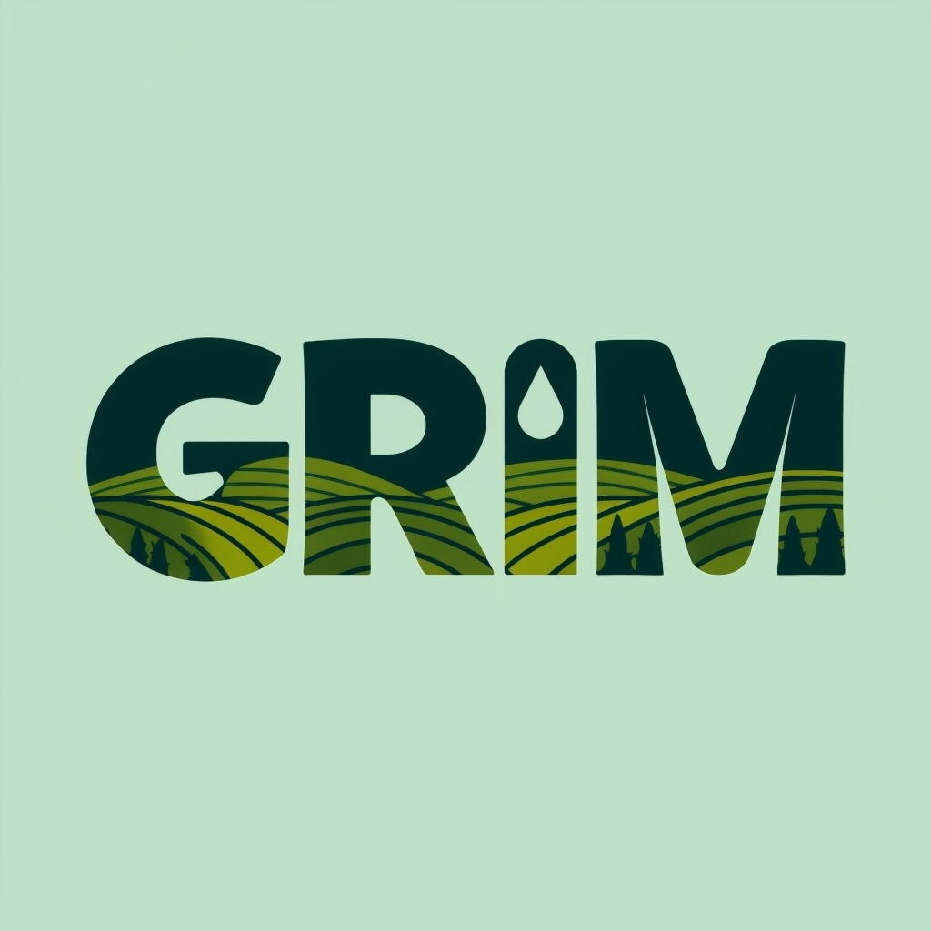 Minimalist GRIM Text Design with Nature Graphics T-Shirt