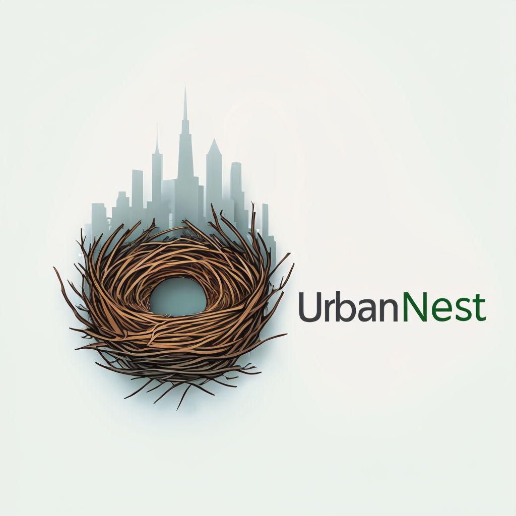 Sustainable UrbanNest Logo Design Combining Nature and Cityscape