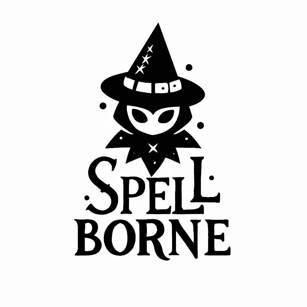 Minimalist Witch Character with Spell Borne Text T-Shirt