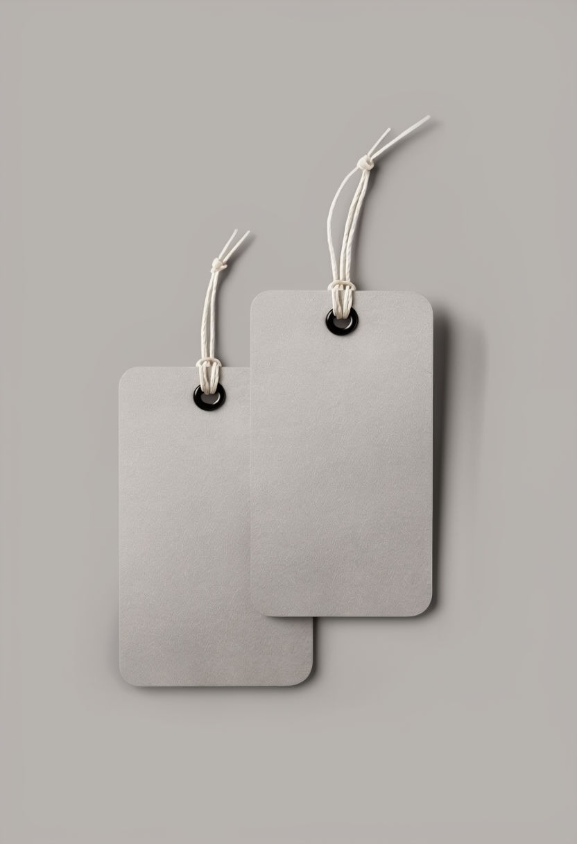 Minimalist Light Gray Tags with String Loop Mockup