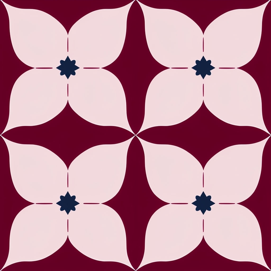 Light Pink Petal Geometric Seamless Pattern on Deep Maroon Background Seamless Pattern