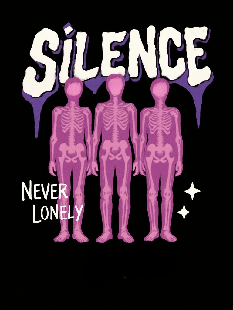 Surreal Lavender Skeletons Silently Standing T-Shirt