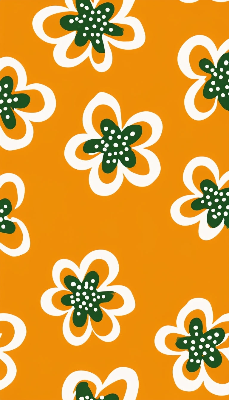 Vibrant Floral Pattern on Amber Background Phone Case Cover