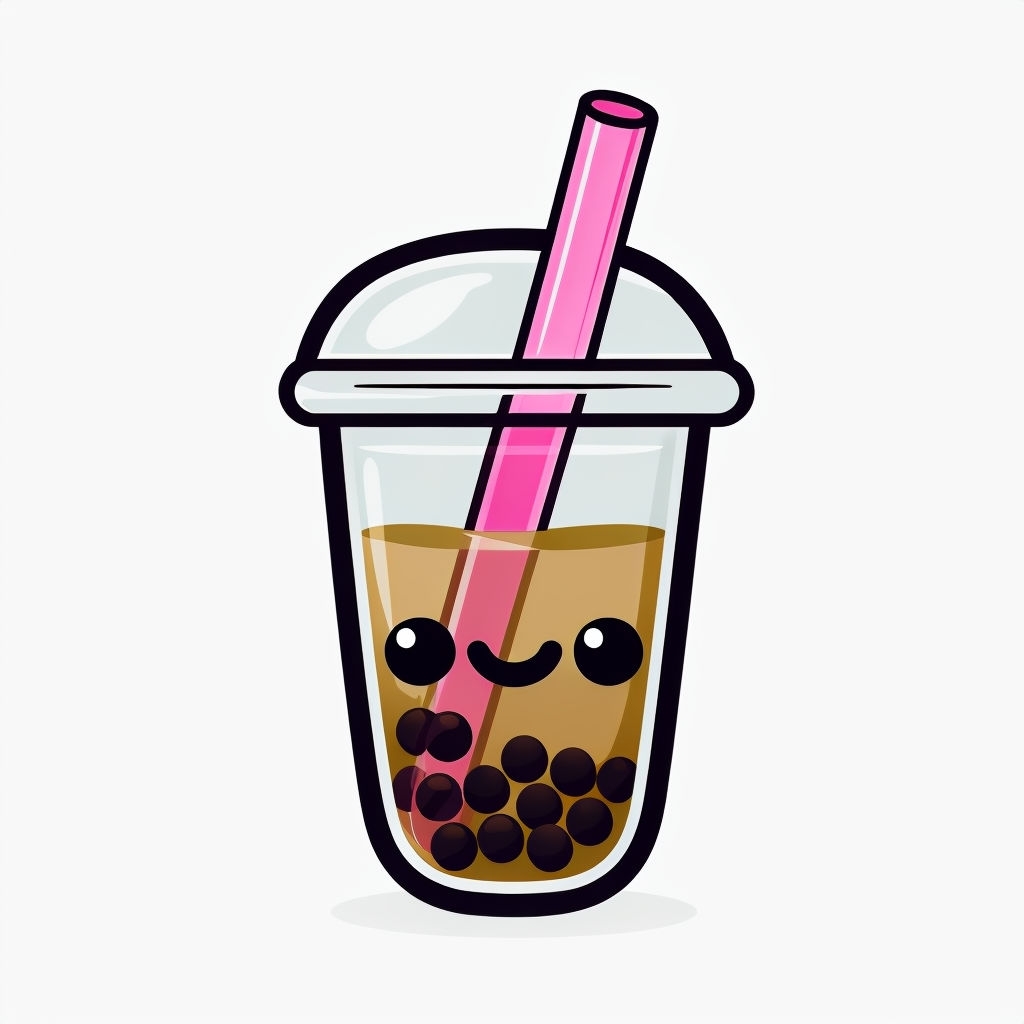 Cute Chibi Boba Tea Cup Illustration Sticker