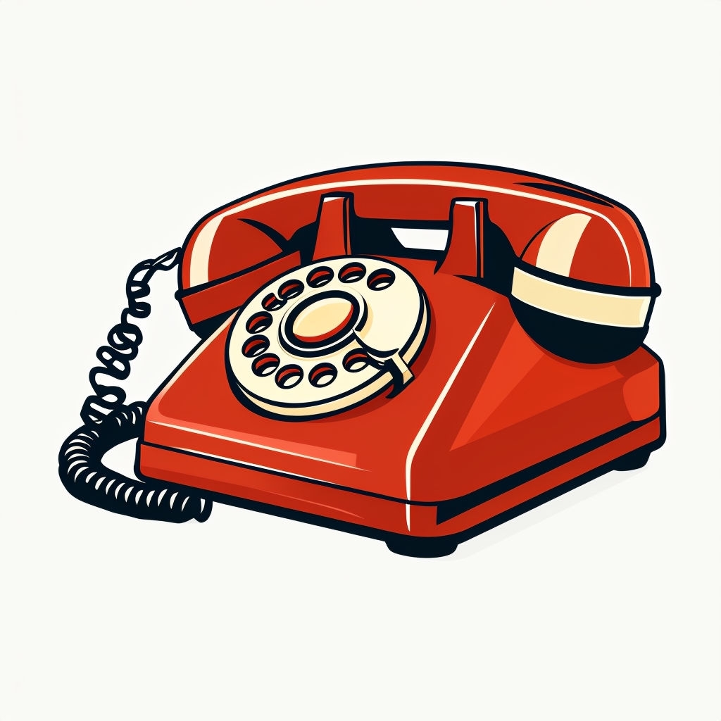 Vintage Rotary Phone Flat Vector Illustration Sticker