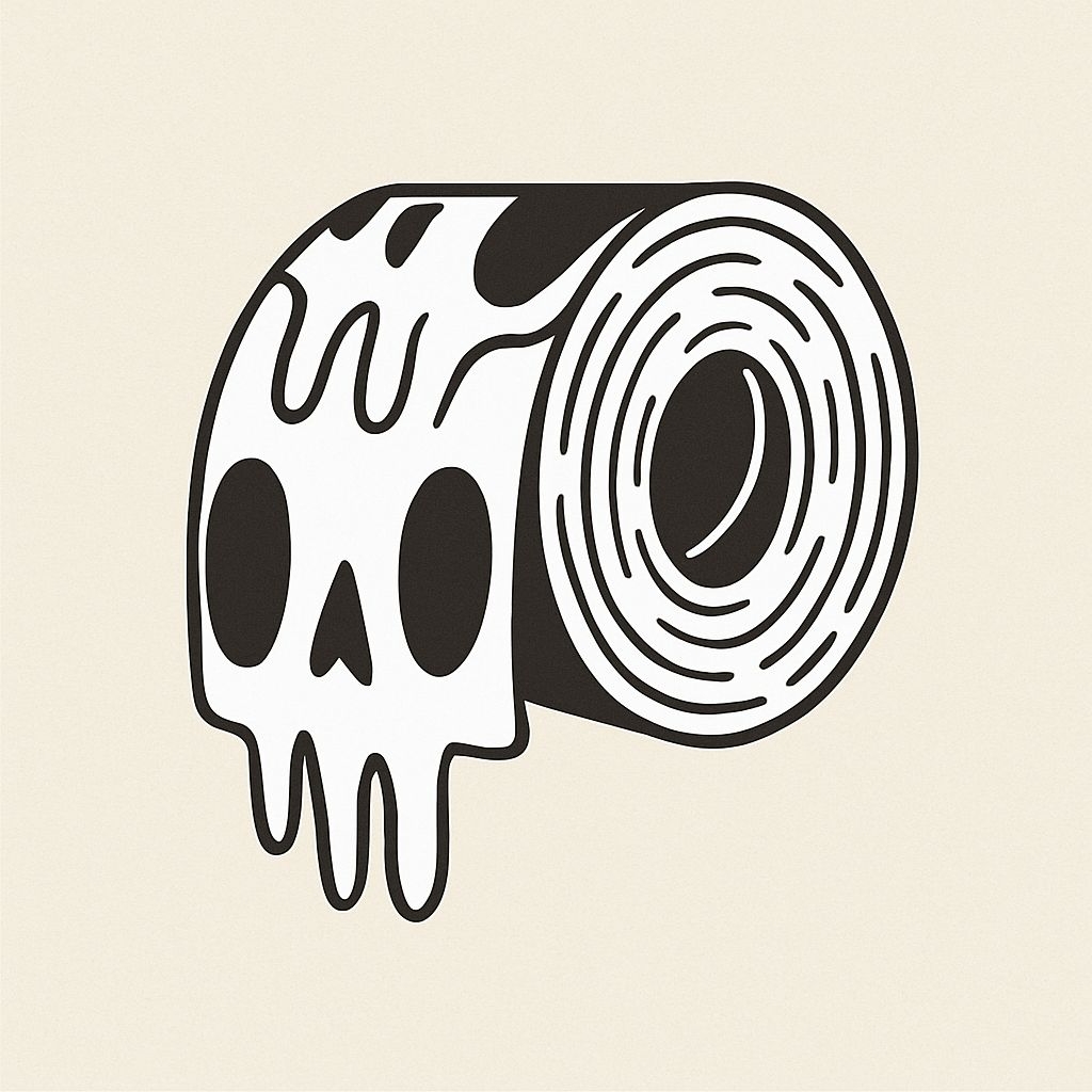 Minimalist Skull Toilet Paper Roll Illustration Sticker